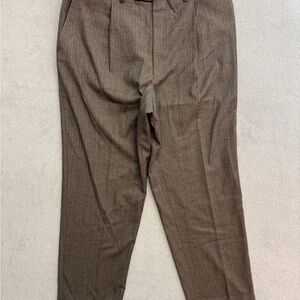 Canali Wool Pants 32 Mens  48IT Brown Straight Leg Pleated Dress Trousers Slacks